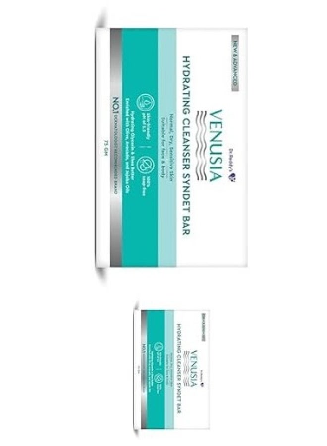 VENUSIA Dr. Reddy's Venusia Hydrating Cleanser Syndet Bar | 100% soap-free, pH 5.5, Non-irritating, Hypoallergenic, PAMA-free | Enriched with Hydrating Glycerin, Shea Butter, Olive Oil, Avocado Oil & Jojoba Oil - 75g pack of 2 - Image 3